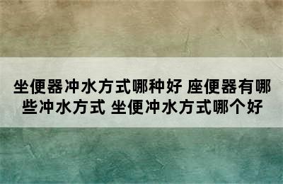 坐便器冲水方式哪种好 座便器有哪些冲水方式 坐便冲水方式哪个好